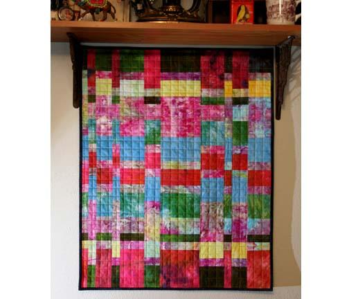 Fibonnaci art quilt hand dyed fabric from tuscan rose